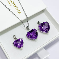 High Quality Amethyst Faceted Heart Pendant