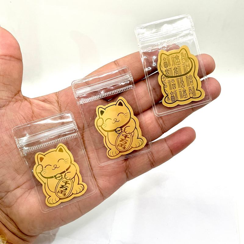 Gold Leaf Lucky Cat Maneki Neko Sticker Buy 1 take 1