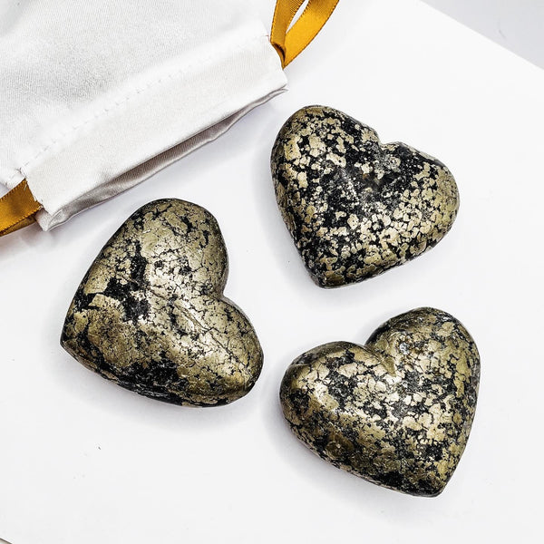 Pyrite Heart Shape Palm Stones