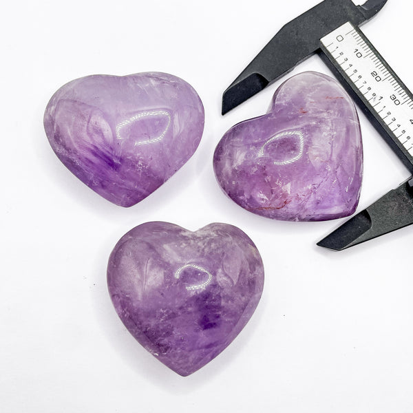 Amethyst Heart Shape Palm Stones