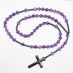 Amethyst And Hematite Rosary Necklace