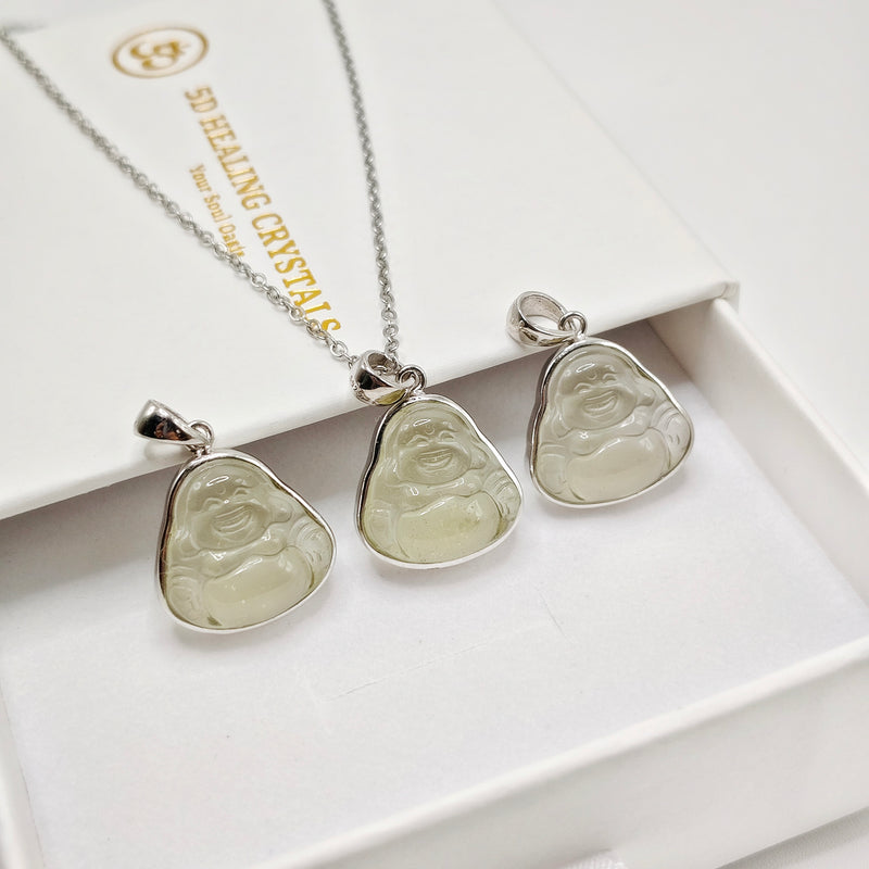Libyan Desert Glass Tektite Laughing Buddha Pendant