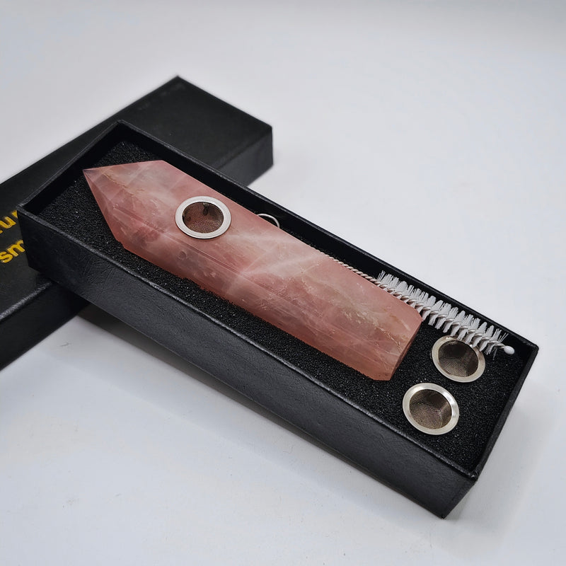 Rose Quartz Crystal Pipe