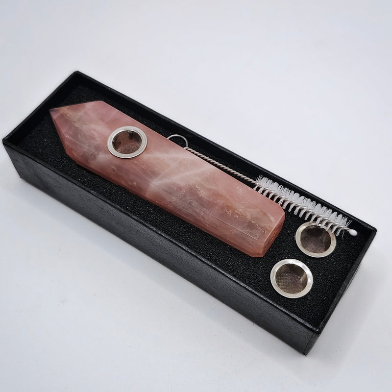 Rose Quartz Crystal Pipe
