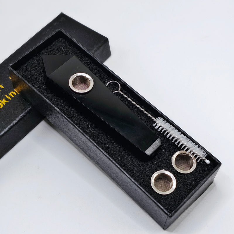 Obsidian Crystal Pipe