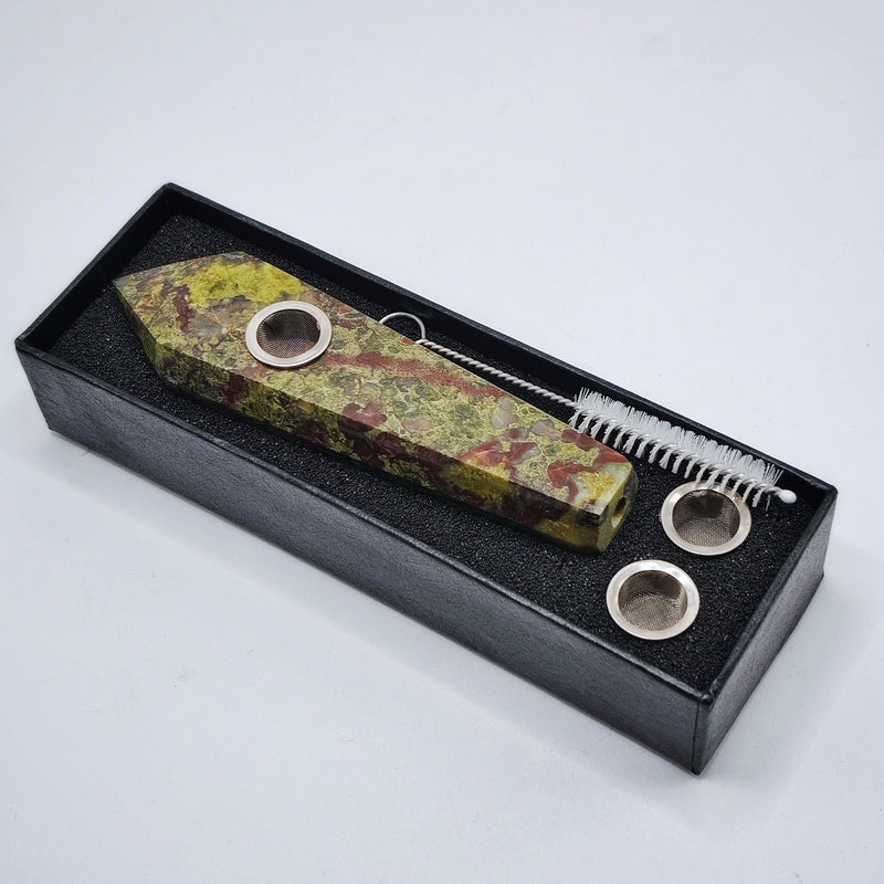 Dragon's Blood Jasper Crystal Pipe
