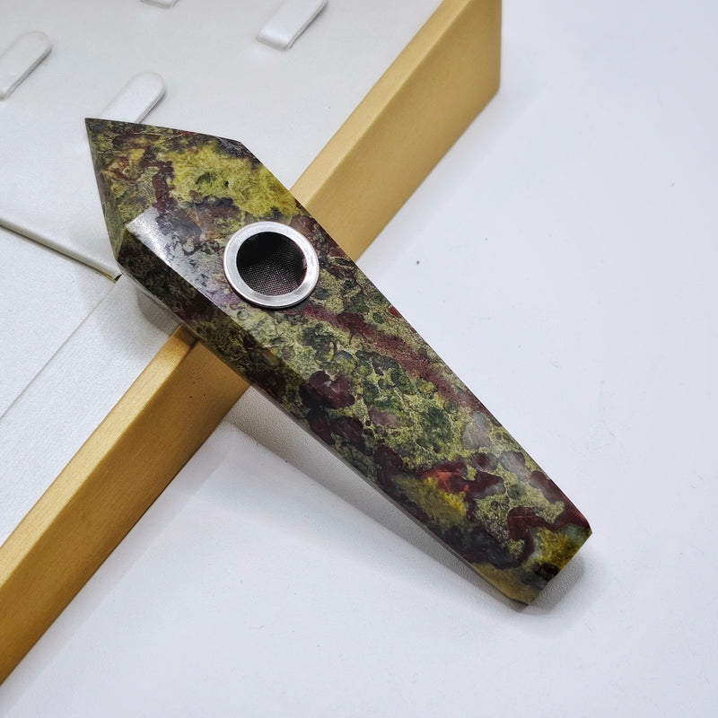 Dragon's Blood Jasper Crystal Pipe