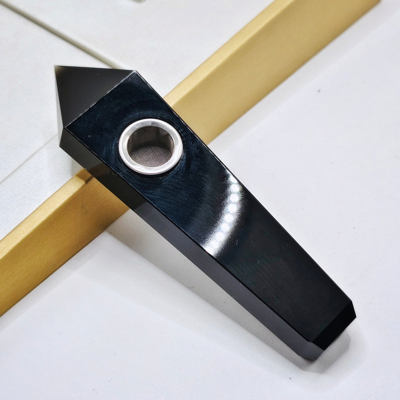 Obsidian Crystal Pipe