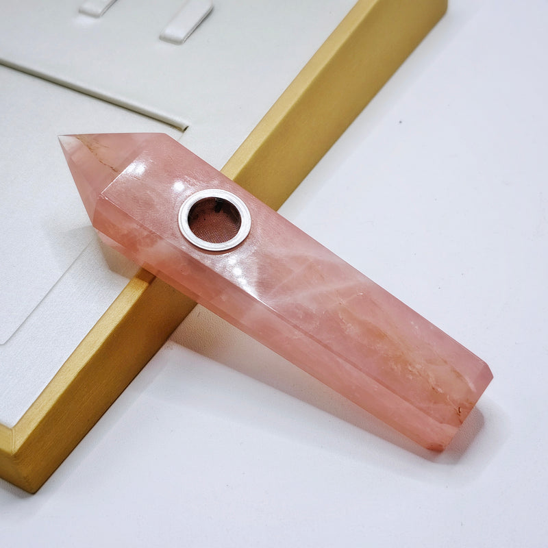 Rose Quartz Crystal Pipe