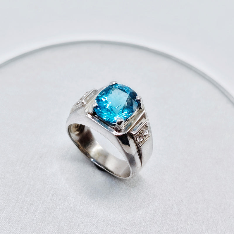 Swiss Blue Topaz Ring 5.39ct