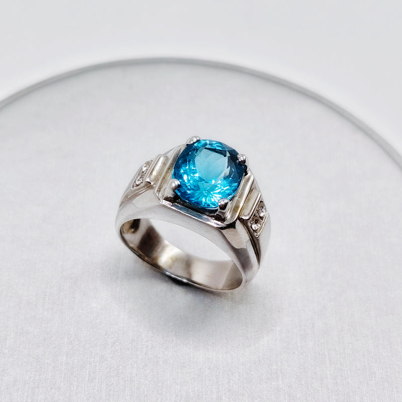 Swiss Blue Topaz Ring 5.39ct