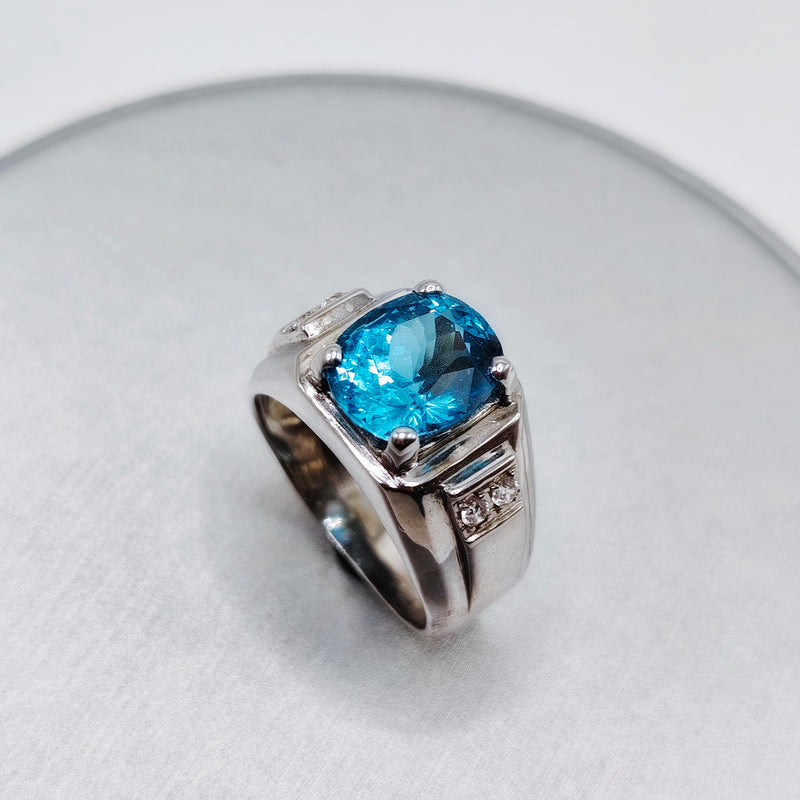Swiss Blue Topaz Ring 5.39ct