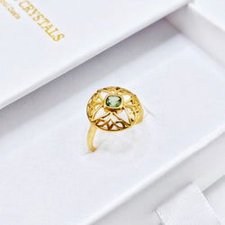 Moldavite Vermeil Gold Ring