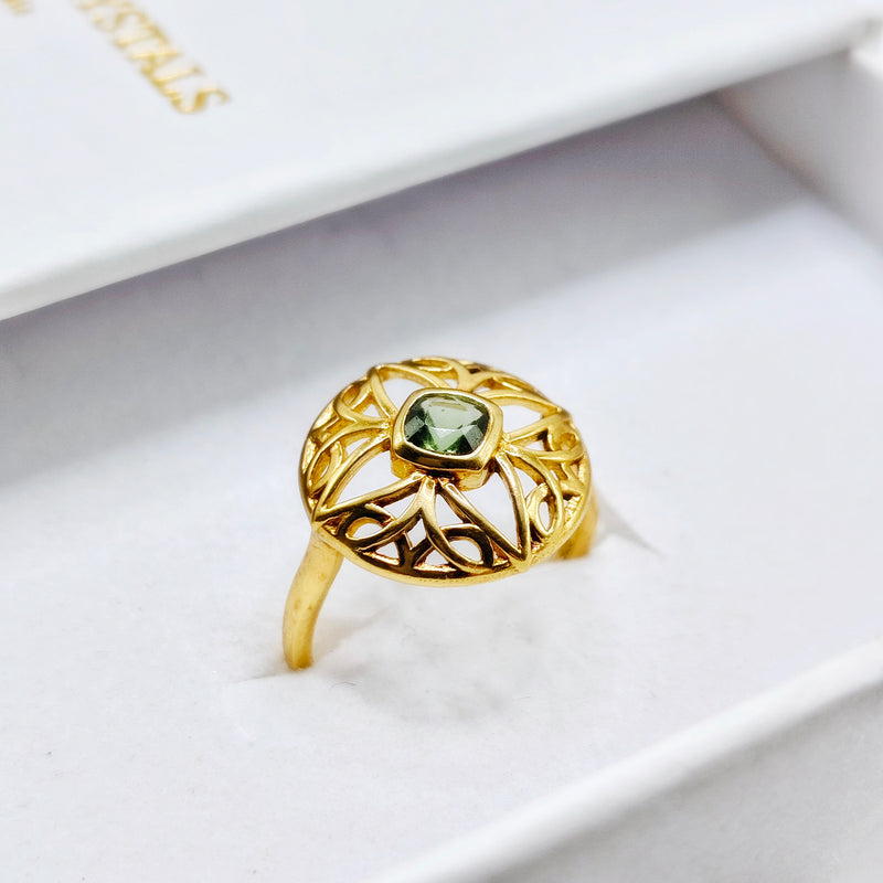 Moldavite Vermeil Gold Ring