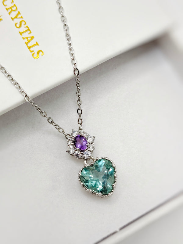 Blue Fluorite and Amethyst Pendant