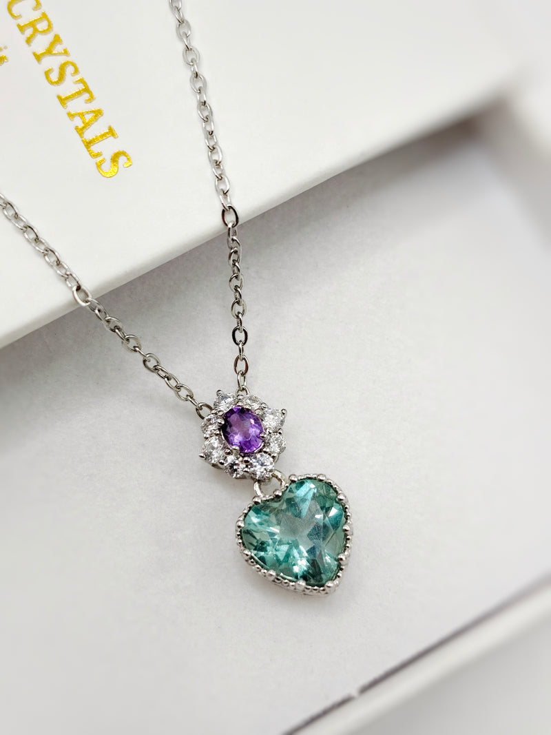 Blue Fluorite and Amethyst Pendant