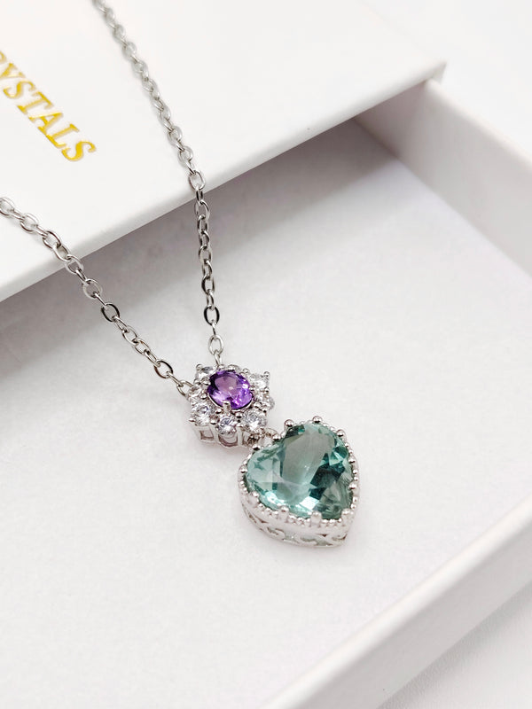 Blue Fluorite and Amethyst Pendant