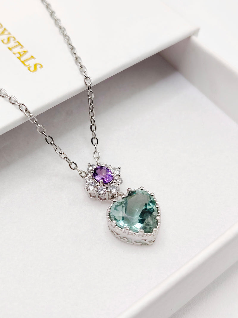 Blue Fluorite and Amethyst Pendant