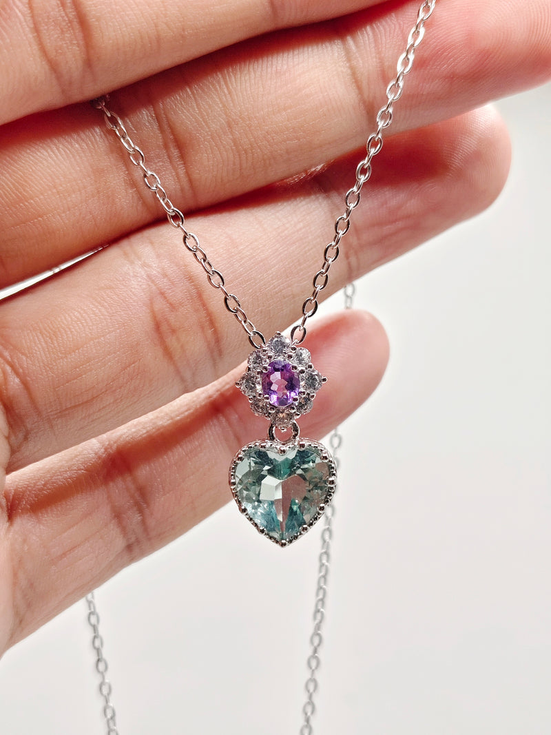 Blue Fluorite and Amethyst Pendant