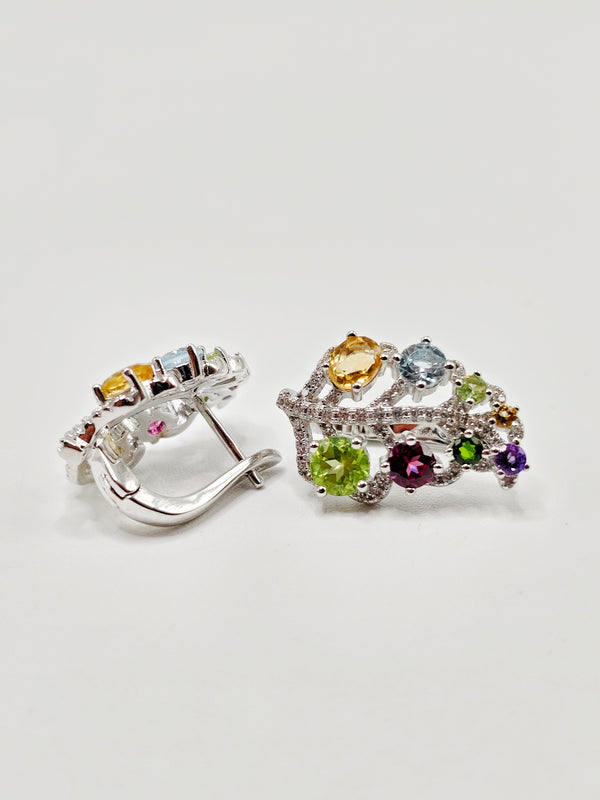 Mixed Gem Latch- Back Earrings