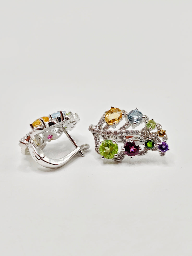 Mixed Gem Latch- Back Earrings