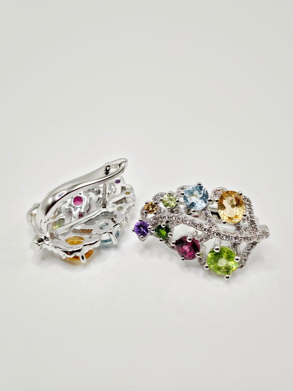 Mixed Gem Latch- Back Earrings
