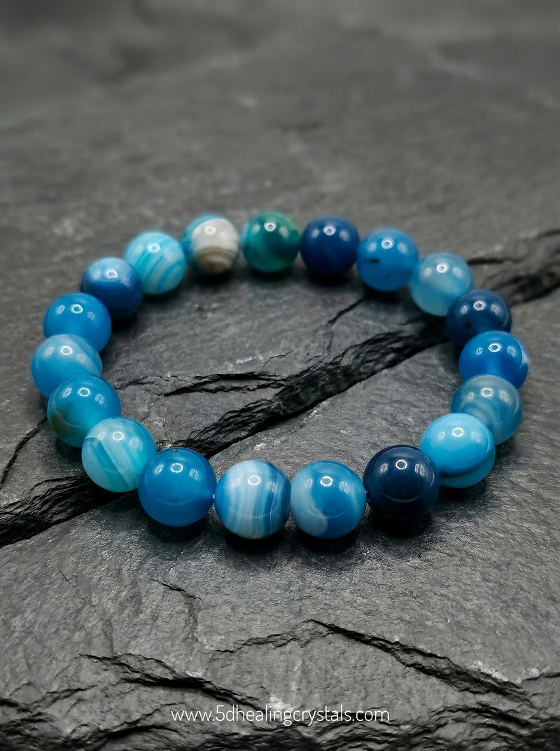 Blue Agate Bracelet 10mm (Regular Quality)