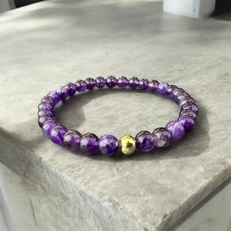 5D 18k Gold Plated bead in Genuine Natural Healing, Protection, Wealth, Love, Career & Success Stone Bracelet 6mm