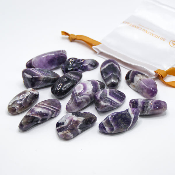 Chevron Amethyst Tumbled Stones