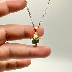 Limited Authentic Moldavite And Moonstone Pendant