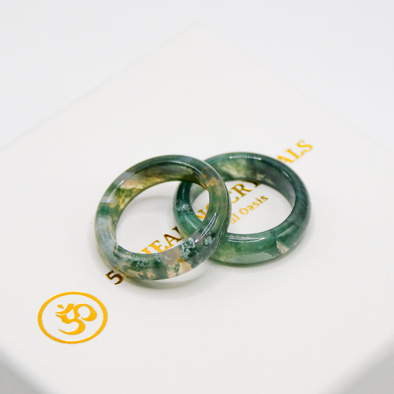 Moss Agate Bangle Ring