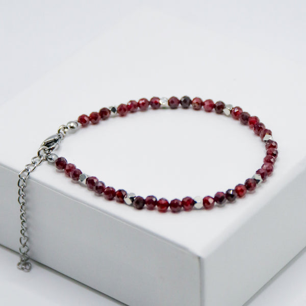 Garnet 4mm Faceted Bracelet