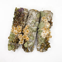 White sage, lavender and eucalyptus smudge stick