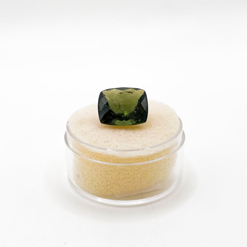 HIGH QUALITY MULTIFACETED MOLDAVITE CABOCHON