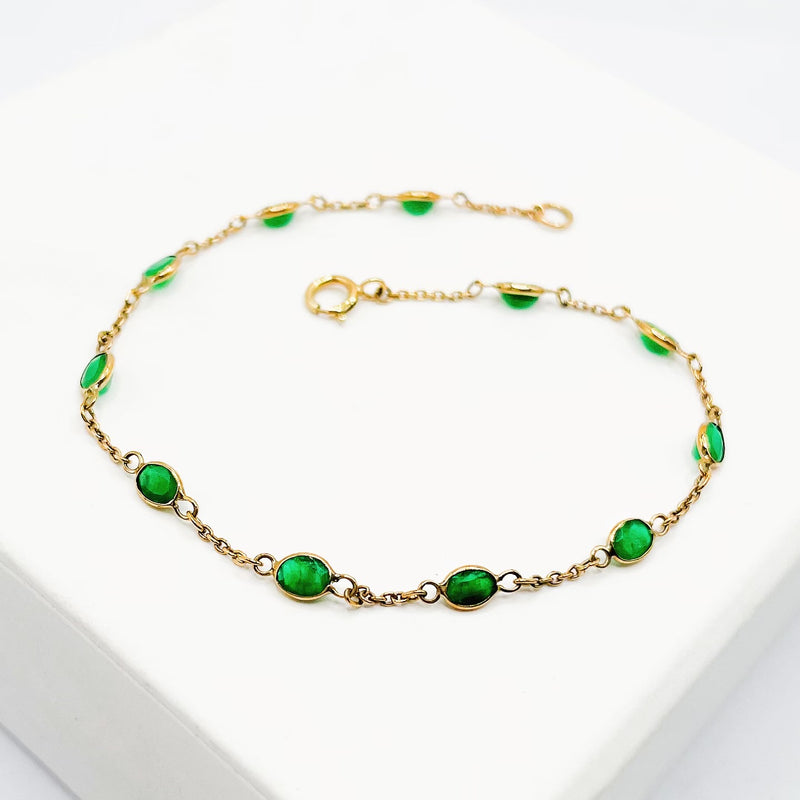 Columbian Emerald 18k Gold Chain Bracelet