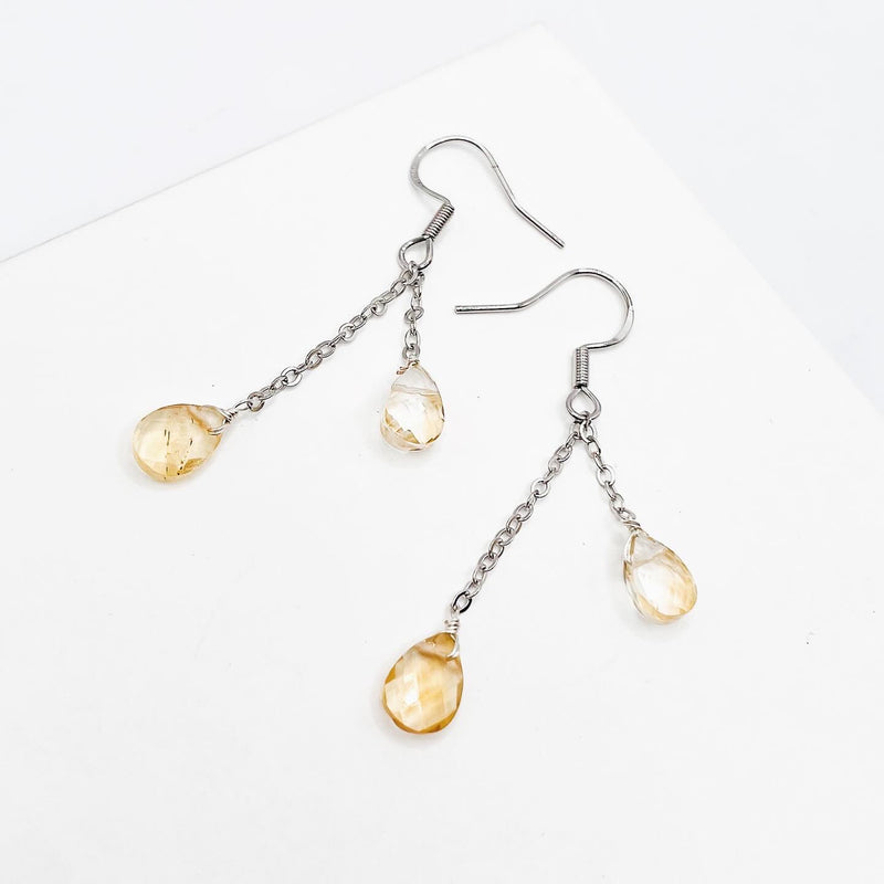 Faceted Citrine Dangling Earrings