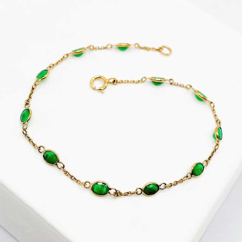 Columbian Emerald 18k Gold Chain Bracelet