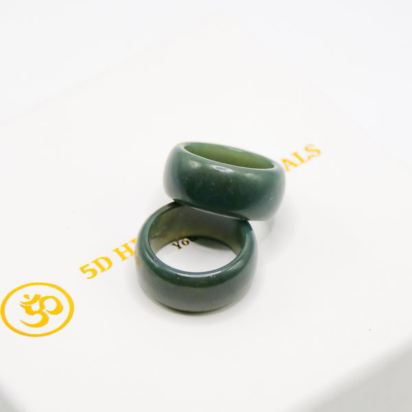 Dark Green Jade Bangle Ring (Size 5)