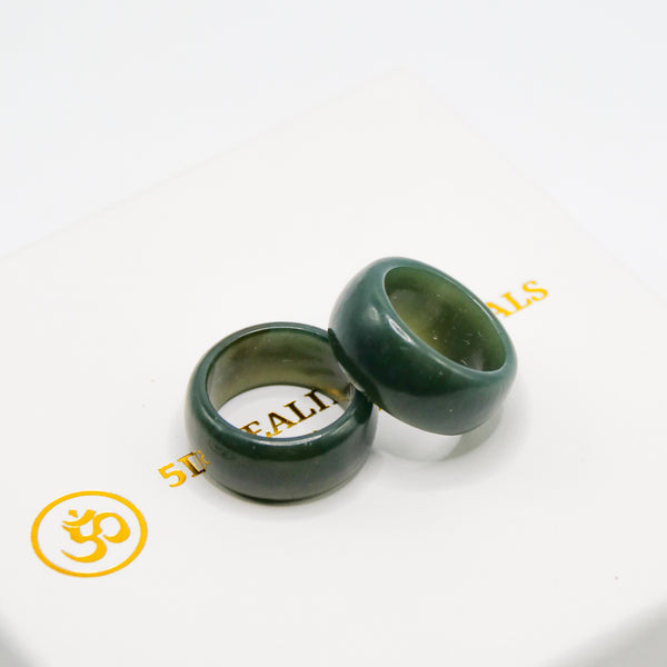 Dark Green Jade Bangle Ring (Size 5)