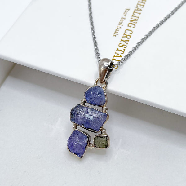 Tanzanite x Moldavite Pendant 001