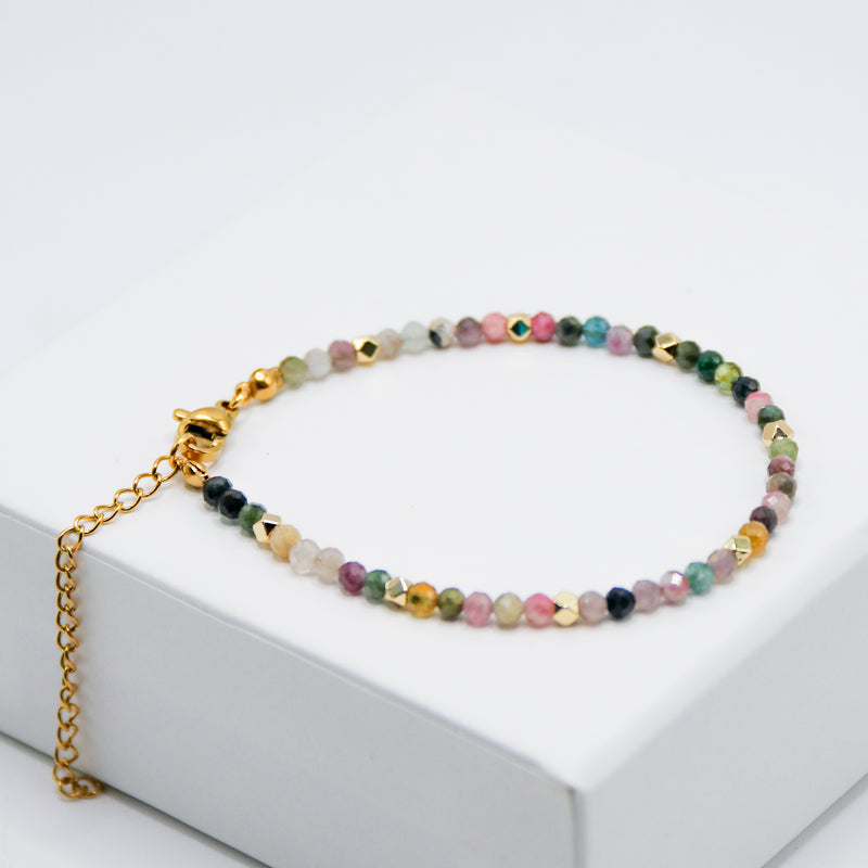 Multicolored Tourmaline 4mm Faceted Bracelet