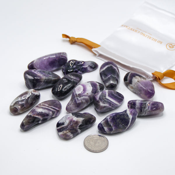 Chevron Amethyst Tumbled Stones