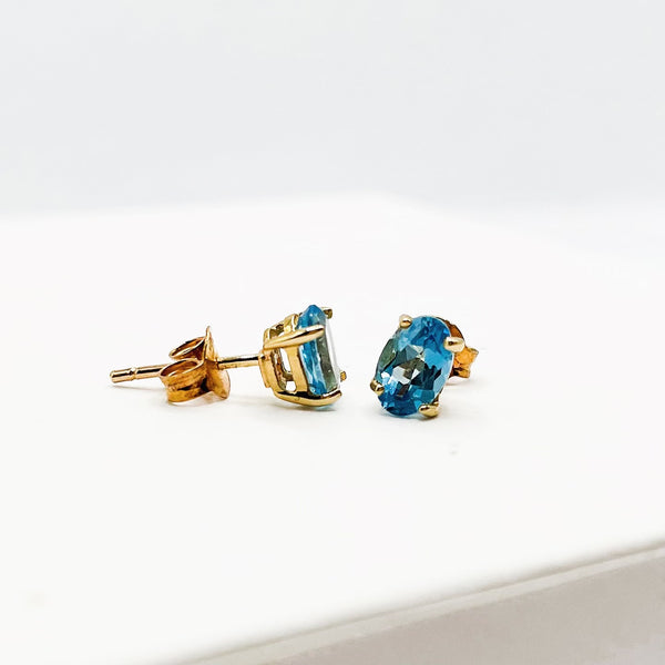 Blue Topaz Earrings in 10k Gold