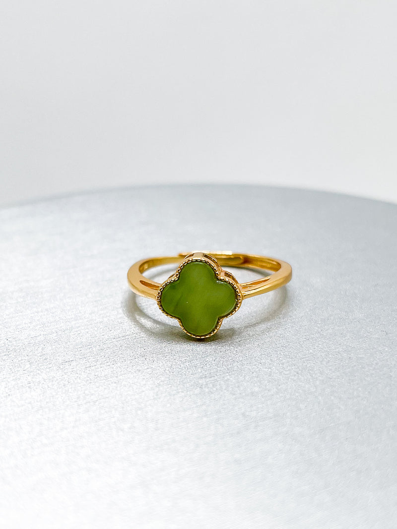 Russian Jade Four- Leaf Clover Adjustable Ring 🍀