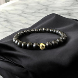 5D 18k Gold Plated bead in Genuine Natural Healing, Protection, Wealth, Love, Career & Success Stone Bracelet 6mm