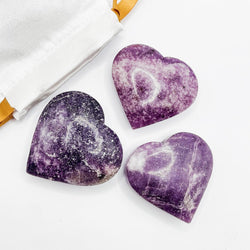 Lepidolite Heart Shape Palm Stones