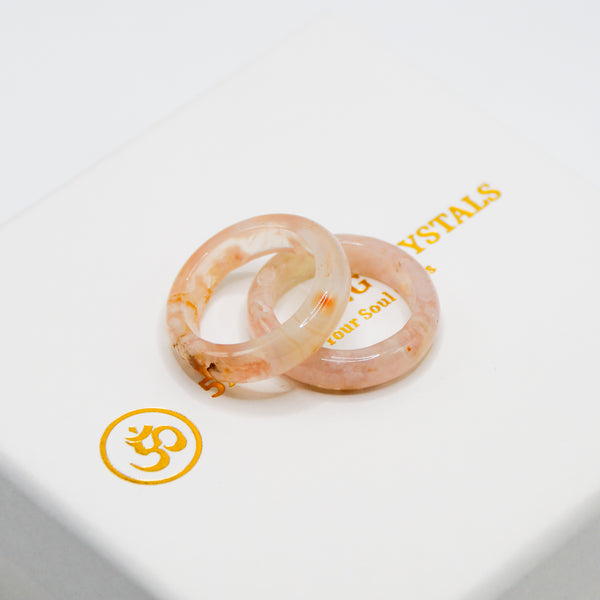 Sakura Agate Bangle Ring (Size 8)