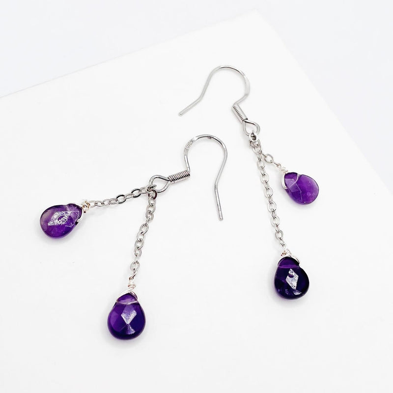 Faceted Amethyst Dangling Earrings