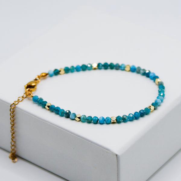 Blue Apatite 4mm Faceted Bracelet