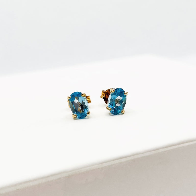 Blue Topaz Earrings in 10k Gold